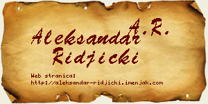 Aleksandar Riđički vizit kartica